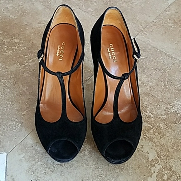 black t bar high heels